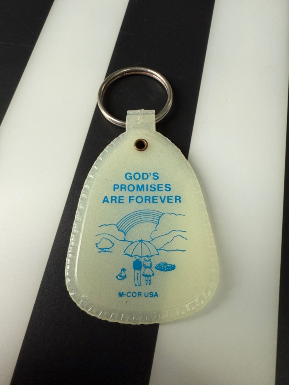 Cream Inspirational Keychain - "God's Promises Are Forever"